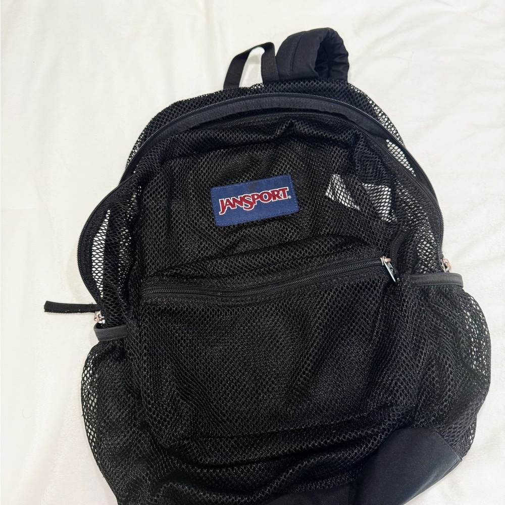 JanSport Classic Black Mesh Backpack